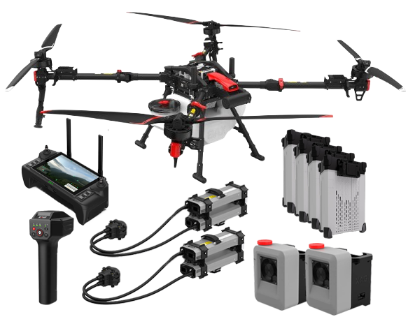 XAG P100 PRO Standard Package: drone, controllers, batteries, chargers, sprayer and spreader
